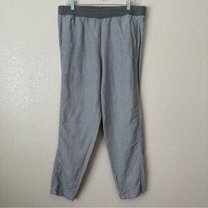 J. Jill Linen Blend White Gray Striped Pull On Pants